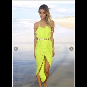 Lime Green Halter Wrap Dress
